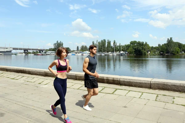 Young people jogging