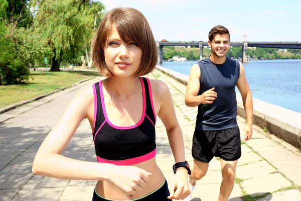 Young people jogging