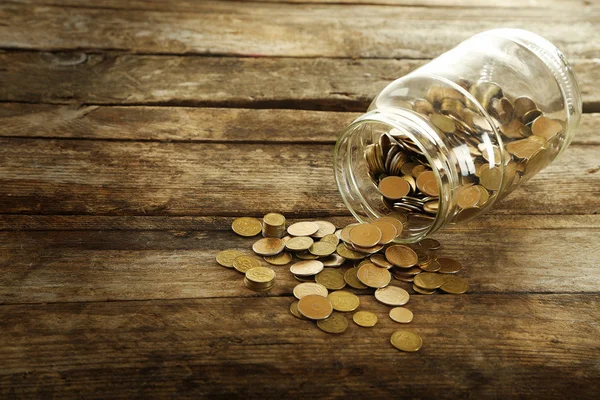 Coins in money jar