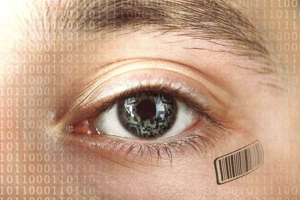 Human eye with QR code