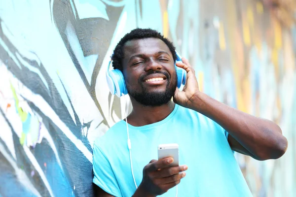 African American man with headphones