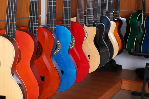 Guitars in music store