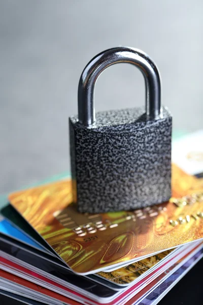 Lock with credit cards