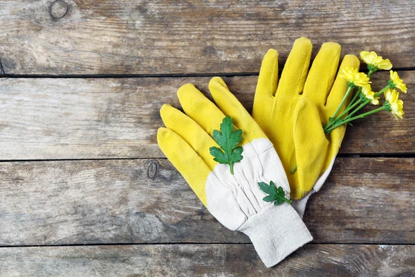 Yellow garden gloves