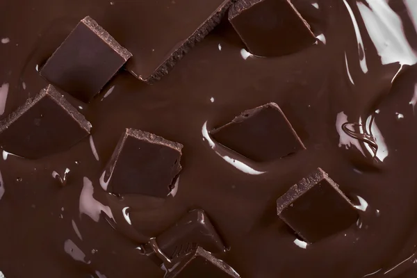 Melted milk chocolate and pieces of bar