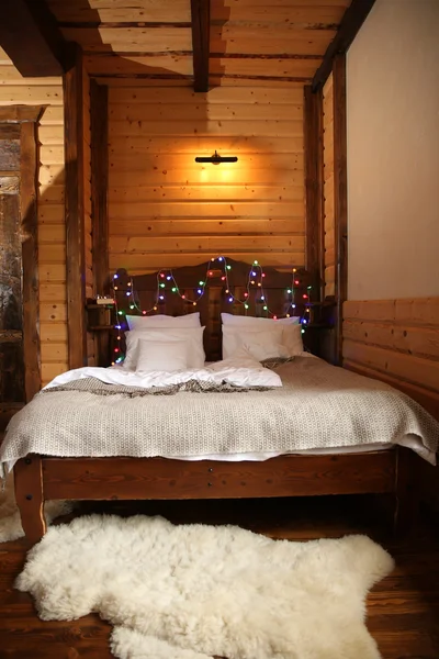 Wooden lodge bedroom