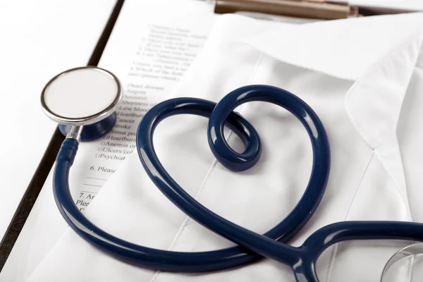 Heart shaped blue stethoscope