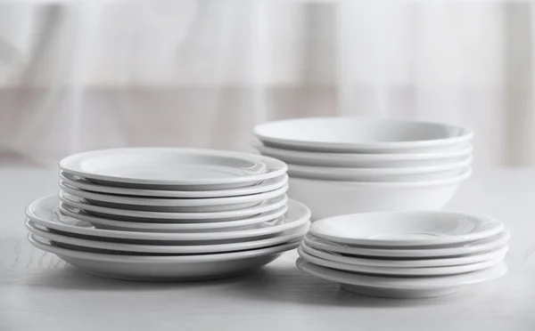 Set of plates on table