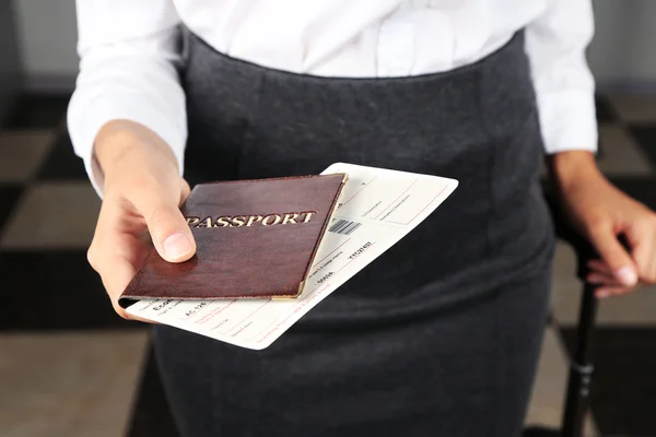 Woman holding passport