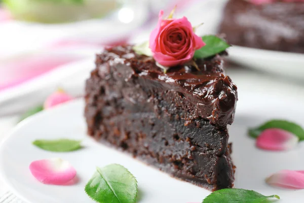 Chocolate cake decorated with flowers