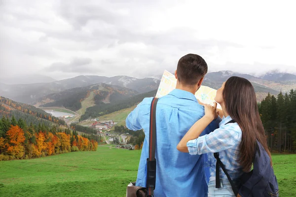 Young couple on mountains