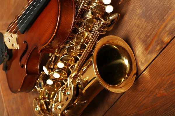 Close up view on musical instruments