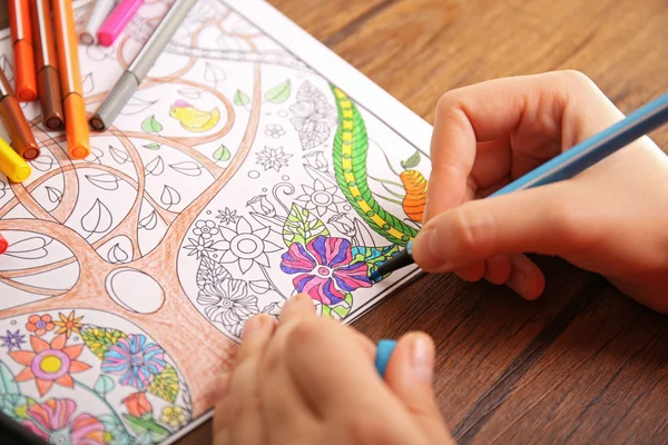 Adult colouring with pencils