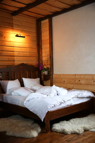 Detail of wooden bedroom