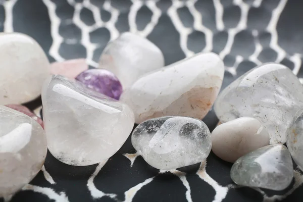 Rock crystal and pink quartz stones