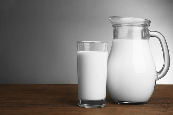 Milk in glass and in jar