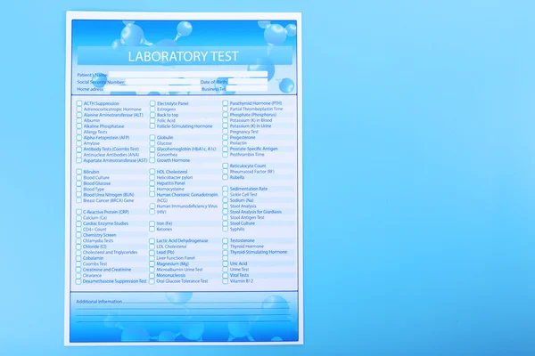 Laboratory test list