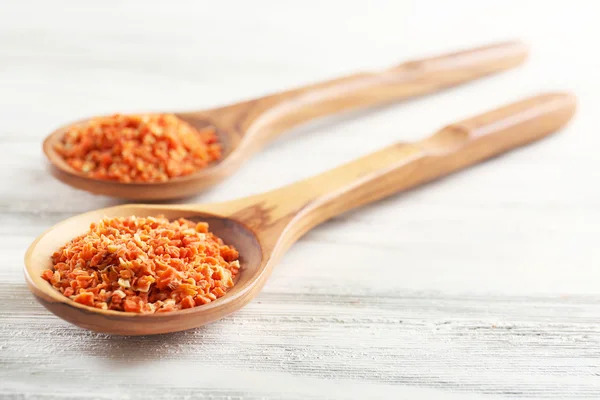 Two wooden spoons with spices