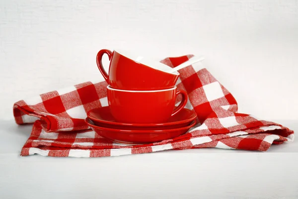 Red cups and napkin