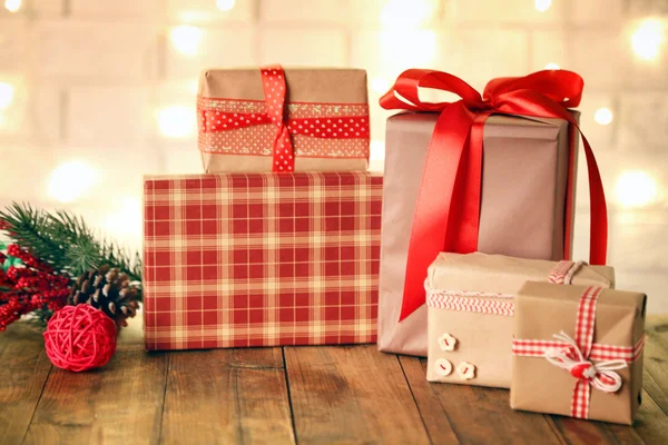 Set of wrapped gifts