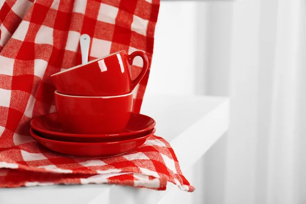 Red cups and napkin