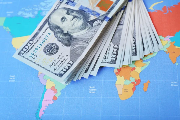 Cash on the world map