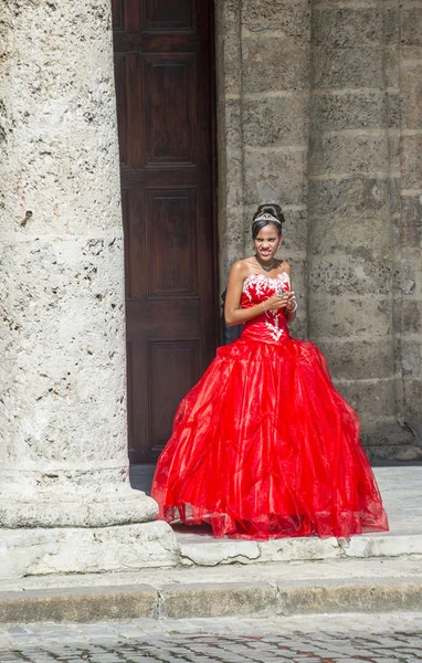 Cuban woman with red dress