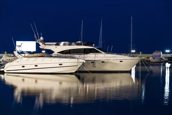 Yachts at night