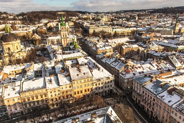 The historic center of the city of Lviv, top view