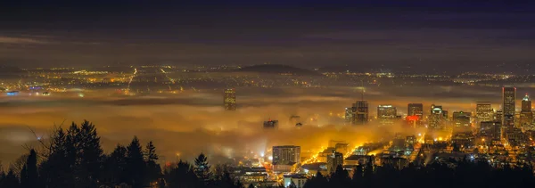 Rolling Fog Over City of Portland at Dawn