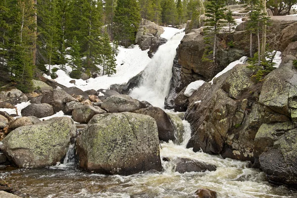 Waterfall in Rocky Mountains in Colorado in springtime