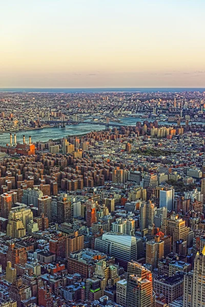 Aerial view of Skyscrapers of Manhattan and Brooklyn