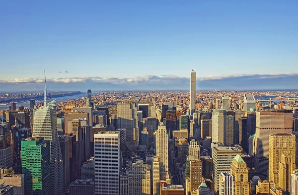 Aerial view on Manhattan at sunset