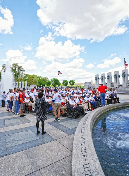Group of Veterans at Pillars in National World War Memorial