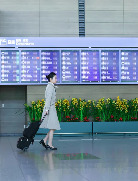Asian female flight attendant at International airport of Incheon
