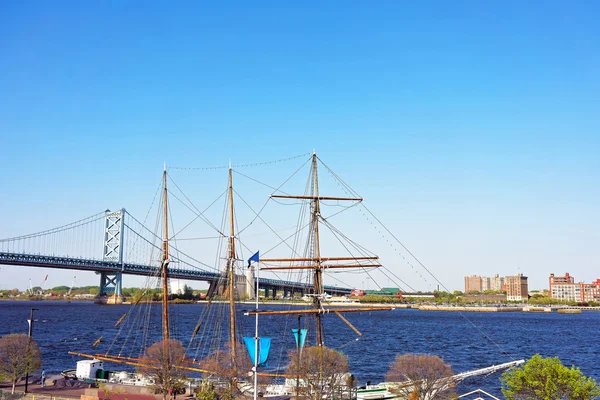 Ship at the waterfront of Delaware River in Philadelphia