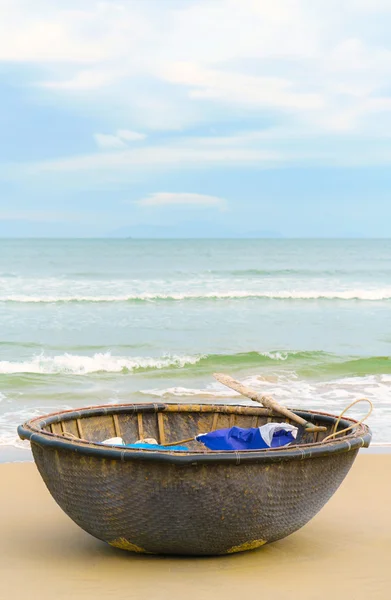 Sea and Bamboo boat at China Beach Danang in Vietnam