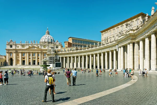 Tourists and Saint Peters Square in Vatican of Italy