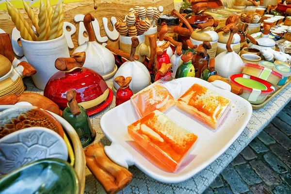 Handmade ceramics and honey soap at the Riga Christmas Market