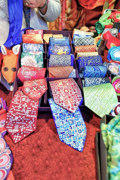 Festive handmade ties during Riga Christmas market