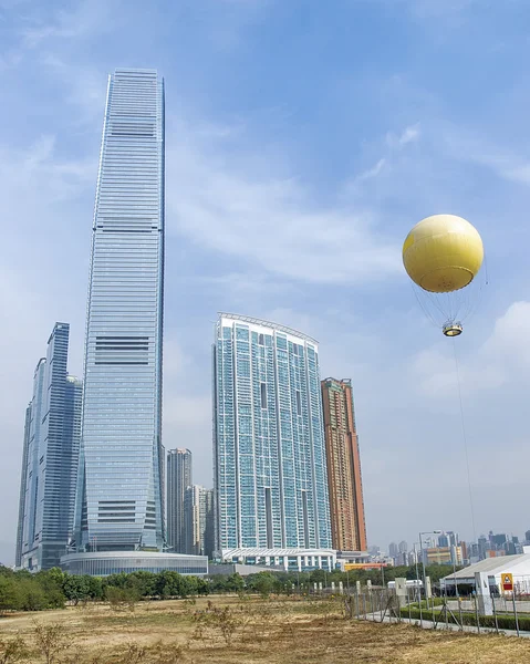 International commerce center tower and balloon in Hong Kong