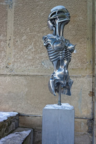 Metal statue of Alien in HR Giger Museum in Gruere