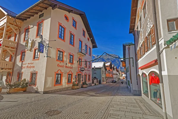 Charming small Bavarian town with facade paintings of the houses