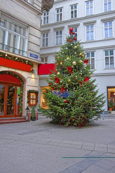 Christmas tree with modern style of decoration in downtown of Vienna