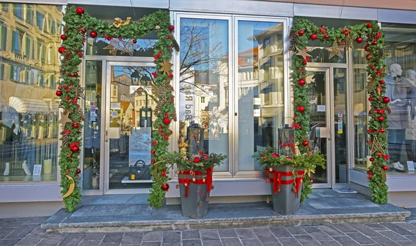Shop Entrance with Christmas decoration in Bad Ragaz