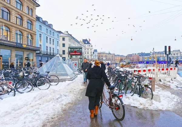 Kongens Nytorv metro station in Copenhagen in winter