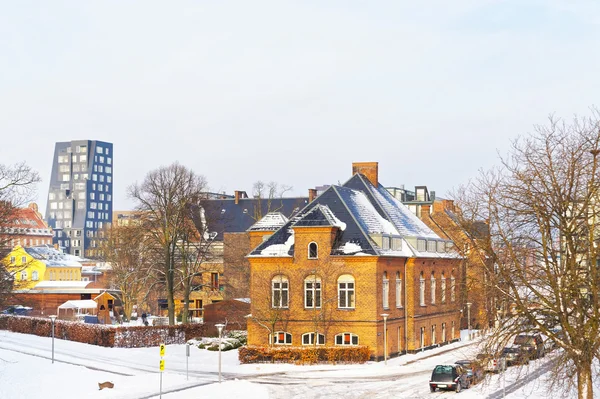 Houses at Langelinie Park Promenade in winter Copenhagen