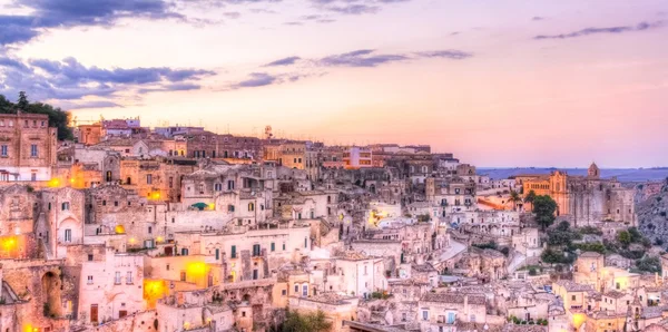 View of Matera at sunset, Italy, UNESCO European Capital of Culture 2019