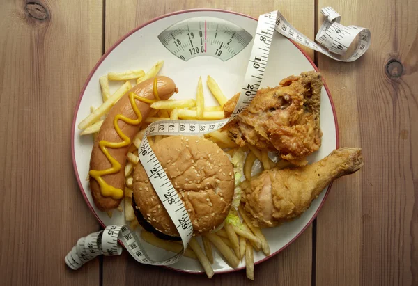 Junk food diet weighing scales