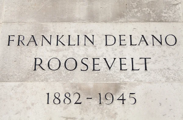 Name Plaque on the Franklin D. Roosevelt Statue in London